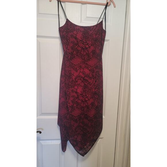 I.N. San Francisco Red/Maroon Slip Dress with Black Lace Overlay , size S - Picture 1 of 3
